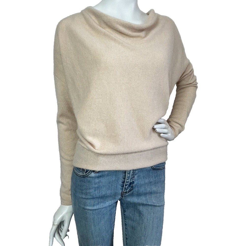 Club Monaco Italian Cashmere Sweater Womens Size XS Latte Cowlneck Dolman Sleeve - Picture 9 of 9